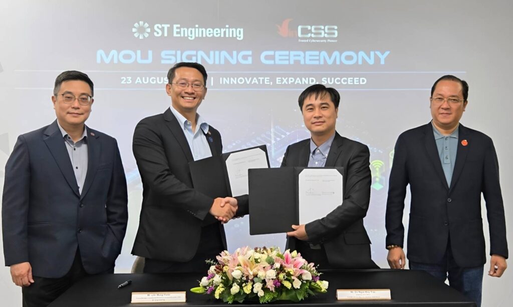 VinCSS vừa ký kết Biên bản ghi nhớ (MOU) với ST Engineering Info-Security Pte Ltd thuộc ST Engineering - tập đoàn công nghệ, quốc phòng và kỹ thuật hàng đầu tại Singapore.